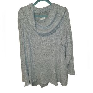 Cupio size 2X gray cowl neck pullover sweater top stretchy flowy material